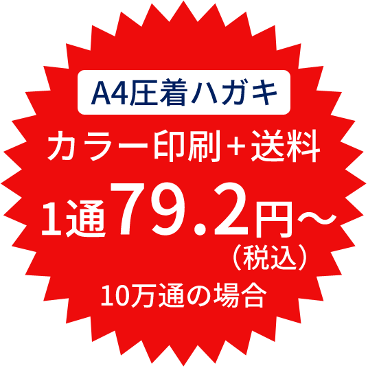 DM発送 1通79.2円(税込）～（カラー印刷＋送料）10万通の場合
