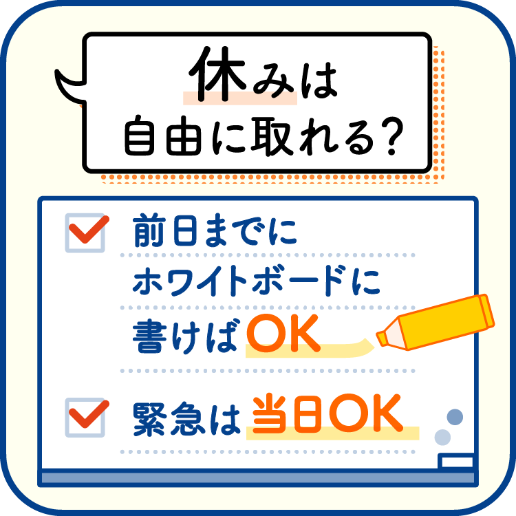 休みは自由に取れる?