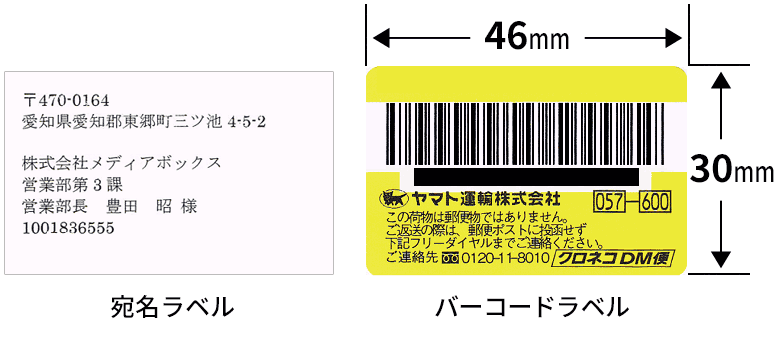 宛名ラベルとバーコードラベル