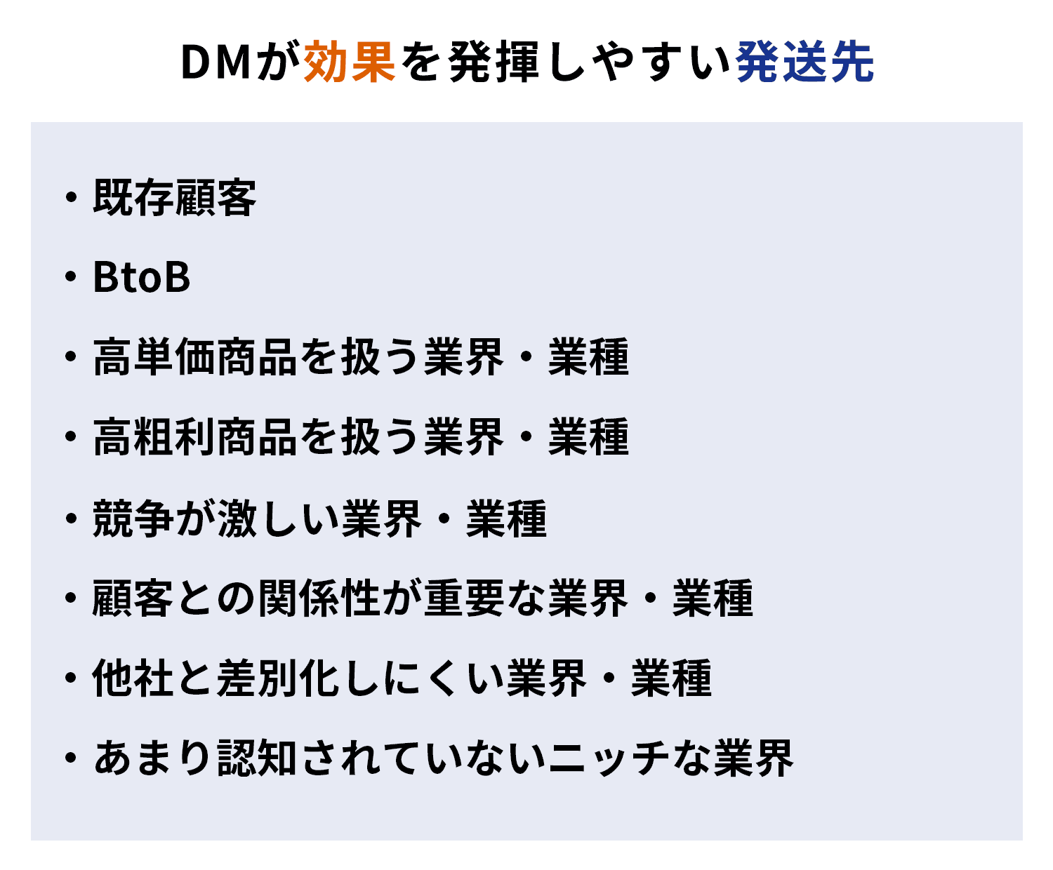 DMが効果を発揮しやすい発送先