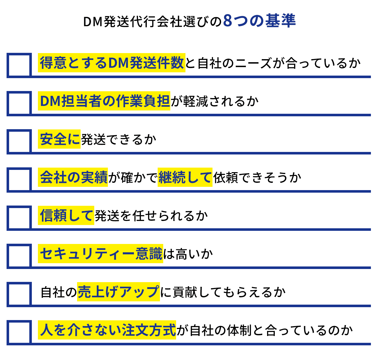 DM発送代行会社選びの8つの基準