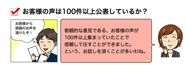 お客様の声は１００件以上公表しているか？